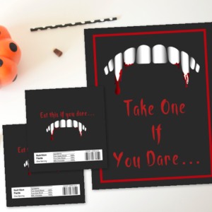 Halloween Vampire Chocolate Bar Wrappers and Sign