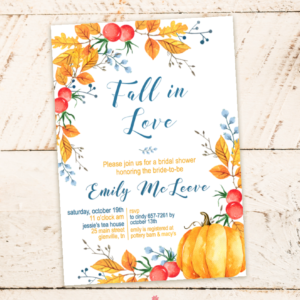 Fall In Love Bridal Shower Invitations