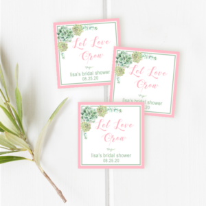 Succulent Bridal Shower Favor Tags