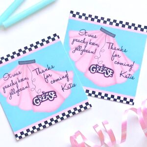 Grease Birthday Favor Tags