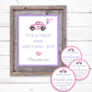 Drive-By Graduation Party Favor Tags and Sign