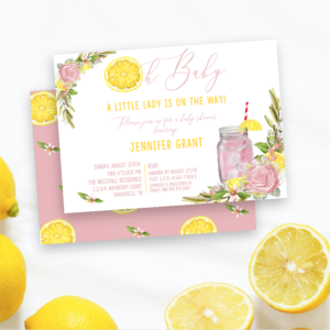 Pink Lemonade Baby Shower Invitations