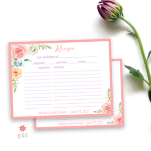 Floral Bridal Shower Recipe Cards