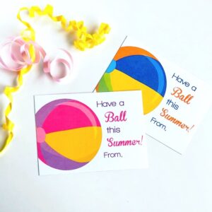 End of School Gift Tags for Beach Balls