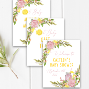Pink Lemonade Baby Shower Printable Sign Bundle