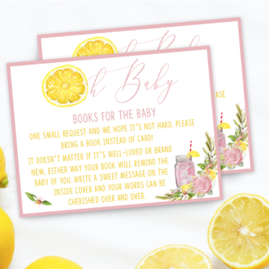 Pink Lemonade Baby Shower Books for Baby Cards